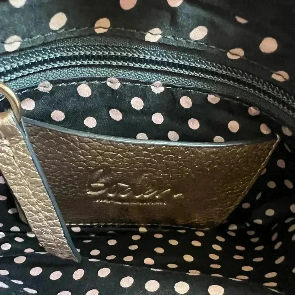 Boden Metallic Gold Crossbody Bag with many organizational features